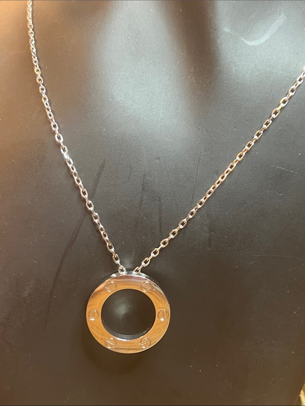 Silver Circular Pendant Necklace - Women's Jewelry